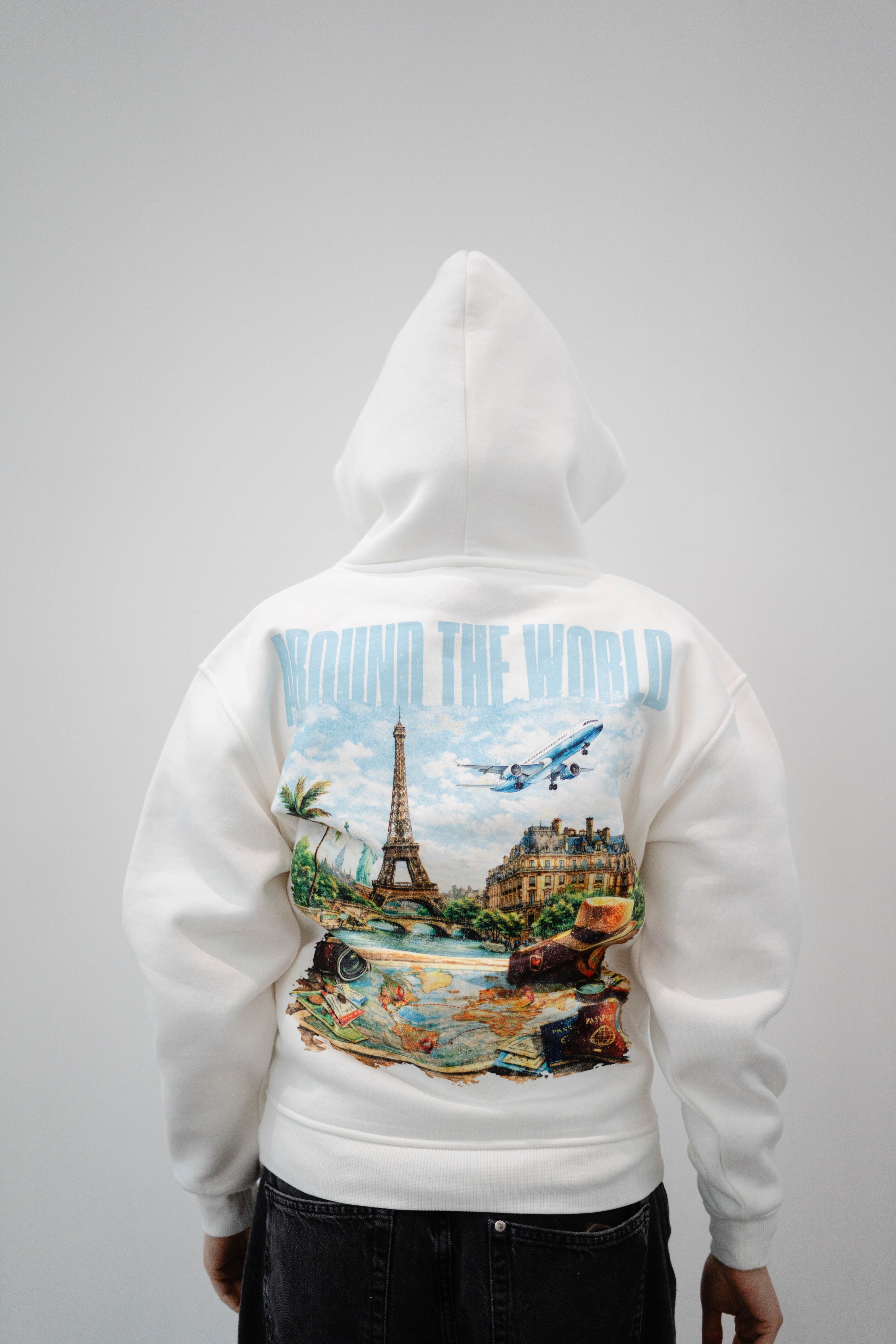 Around The World Hoodie Weiß