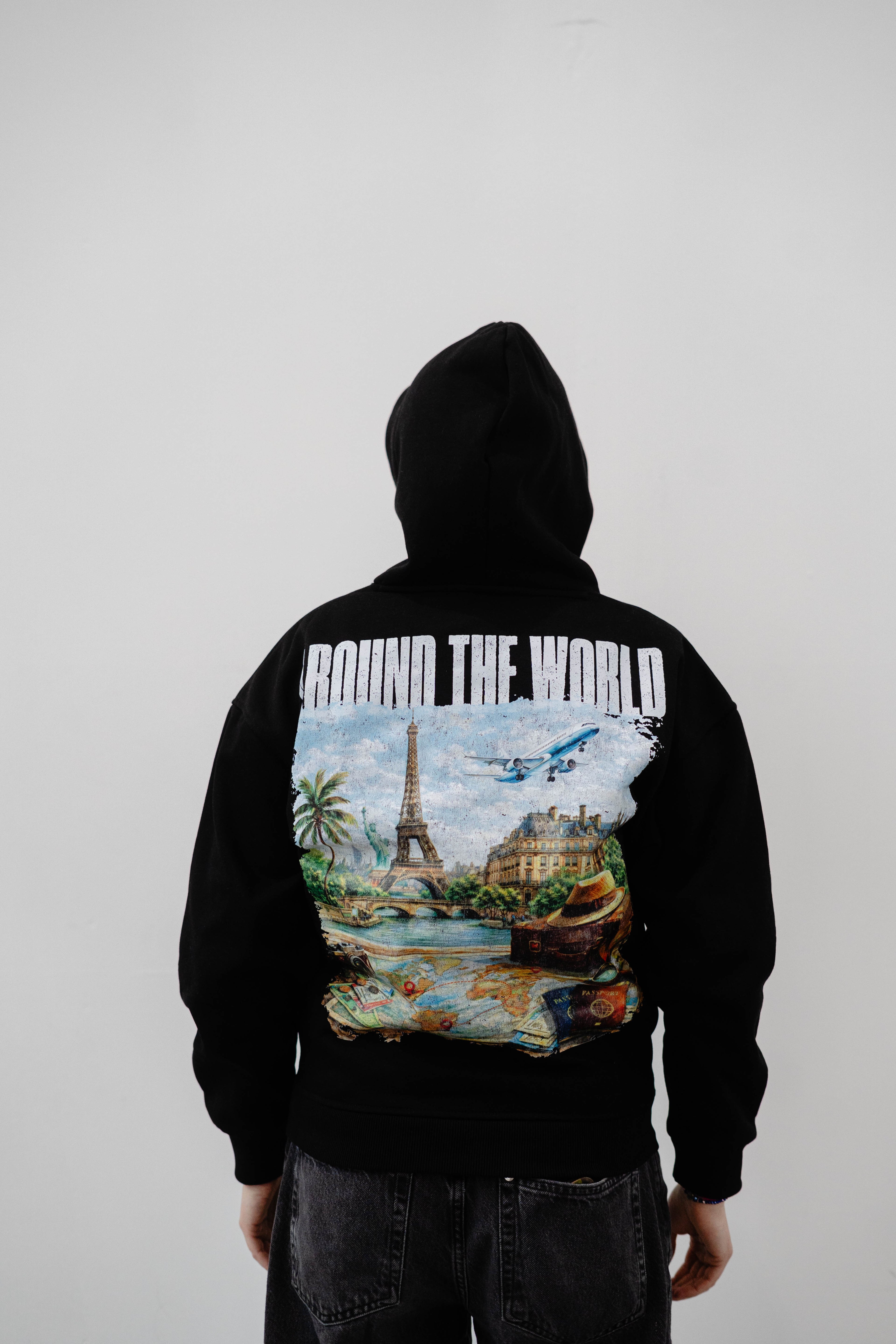 Around The World Hoodie Schwarz
